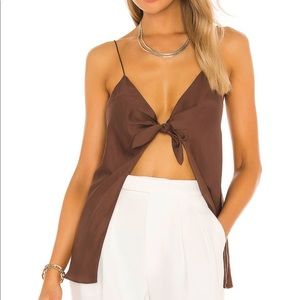 L’Academie Tie Front Tank in Brown